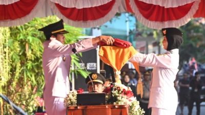 Paskibraka Trenggalek Sukses Kibarkan dan Turunkan Bendera HUT RI ke-80