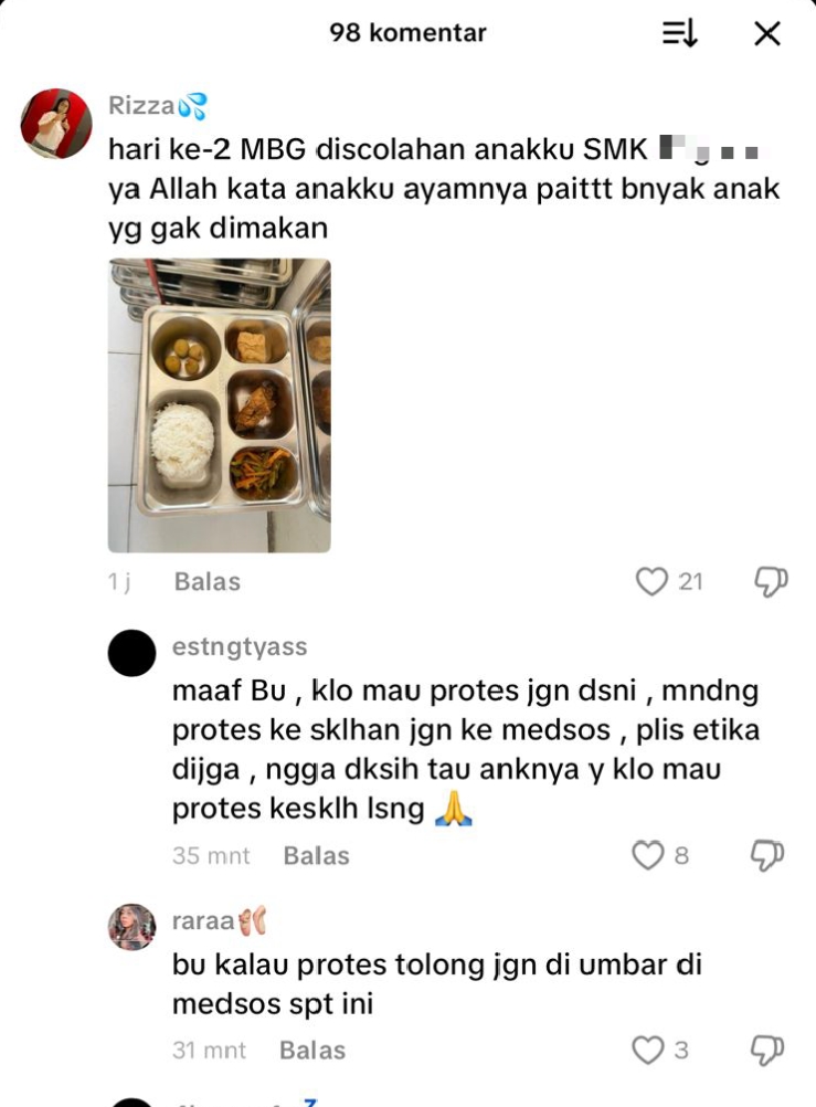 Kritik Masalah MBG di Sosial Media
